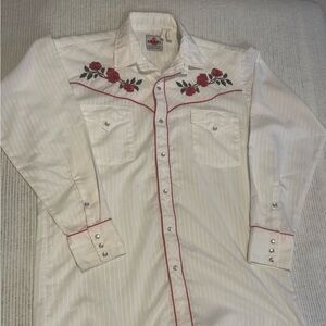 Western Embroidered White Shirt